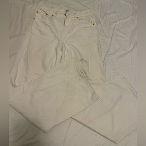 BDG wide leg distressed white jeans